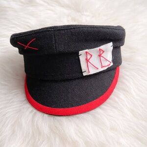 Ruslan Baginskiy Wool Baker Boy / Military Cap – Black & Red – Handmade Detail